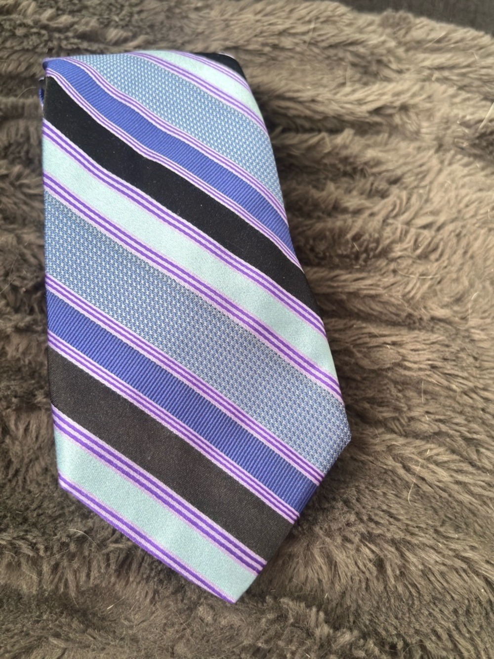 Ted Baker Striped Tie in Light Blue, Purple & Black